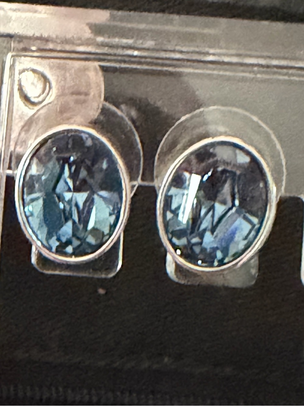 Touchstone Crystal Blue Oval Stud Earrings